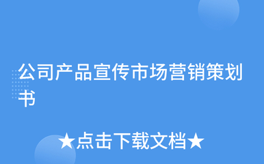 公司产品宣传市场营销策划书